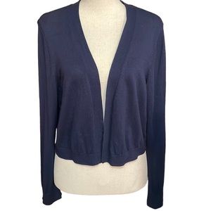 Talbots Outlet Navy Blue Open Front Cropped Cardigan Size M